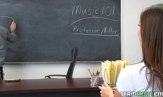 Tasty young Rilynn Rae with impressive knockers enjoys servicing hard meat member