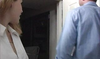 Lovely dark-haired Megan Mones swallows a giant joystick