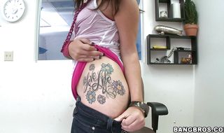 Sexual dark-haired darling Abby Lane gets seduced by dude